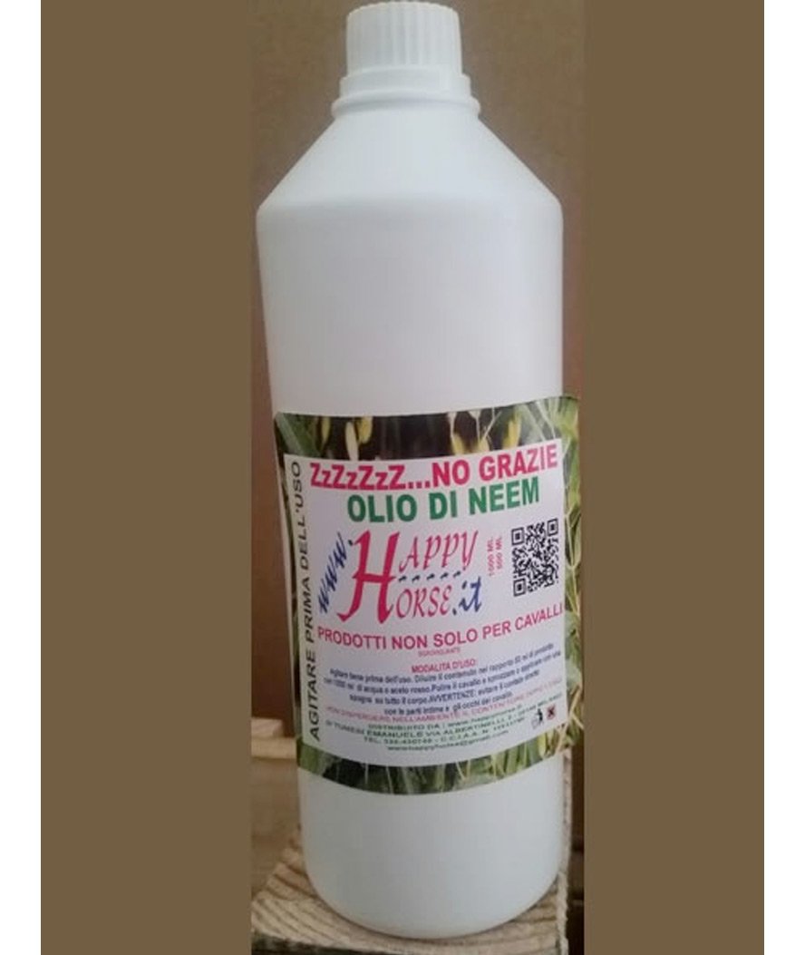 Happy Neem con olio di neem ad azione sgradito agli insetti flacone con dosatore per cavalli 500ml 