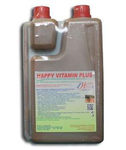 Happy Vitamin Plus miscela liquida di vitamine ed oligoelementi in forma solubile, idonea per arricchire la razione alimentare di vitamine idrosolubili, di vitamine liposolubili e di oligoelementi 1,5kg