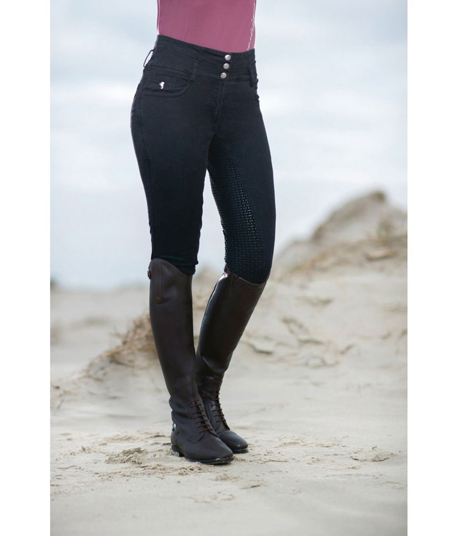 Pantaloni da equitazione donna con interno in silicone modello Velluto Jeans - foto 2