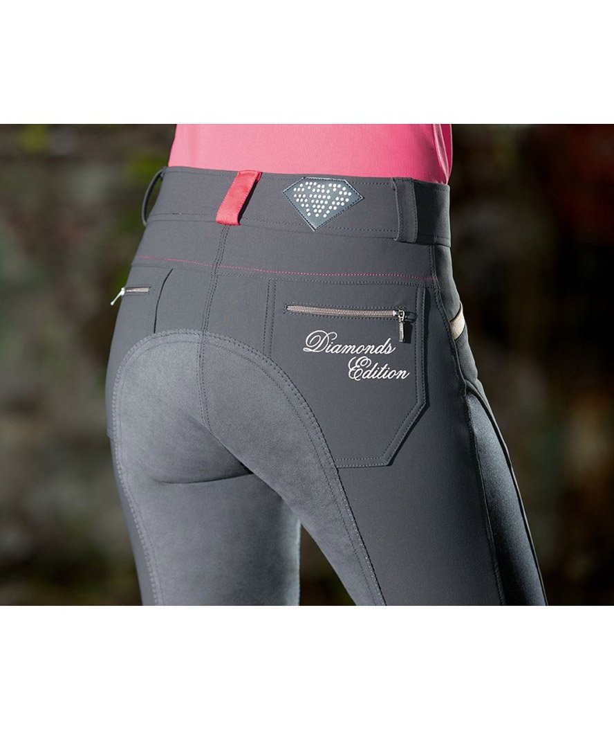 Pantaloni da equitazione donna Diamonds EVA rinforzo in pelle medio peso - foto 2