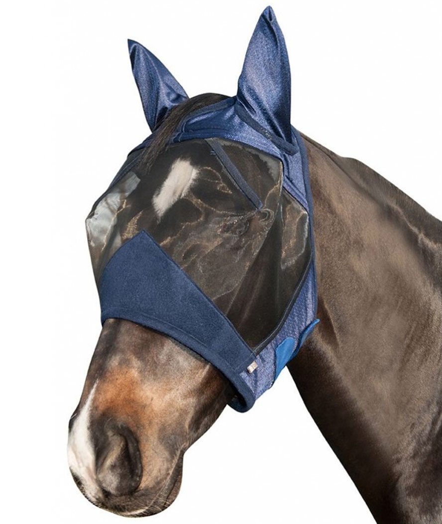 PROMOZIONE Maschera antimosche da equitazione High Professional TAGLIA L BLU