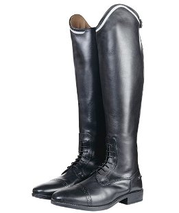 Stivali in pelle per equitazione adulto con inserto elastico modello Valencia style corto/polpaccio standard