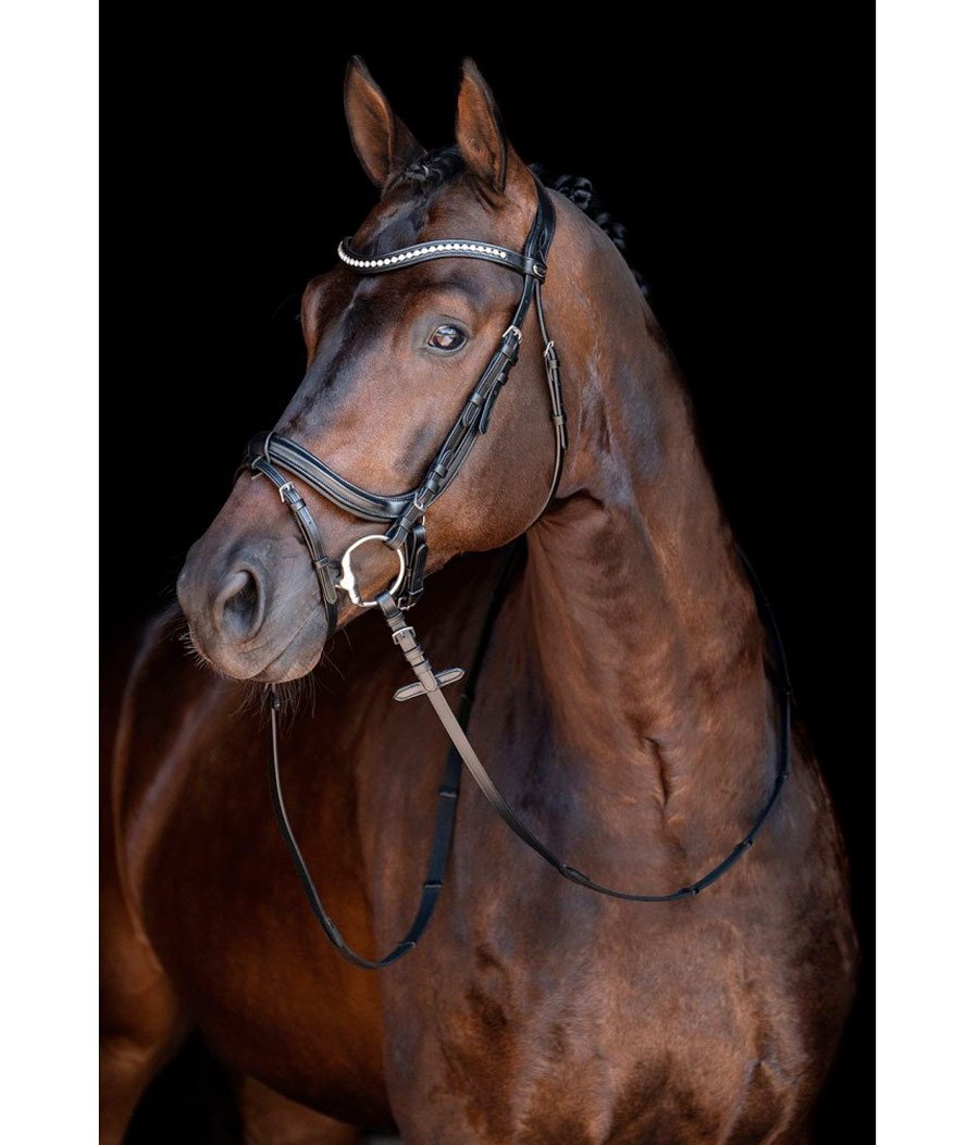 Briglia in pelle per cavalli con sopratesta imbottita e cinghia per gola rimovibile modello Anatomic Crystal - foto 5