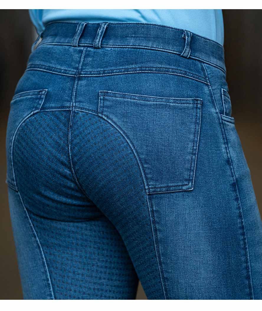Pantalone da equitazione donna con silicone totale modello Denim - foto 4