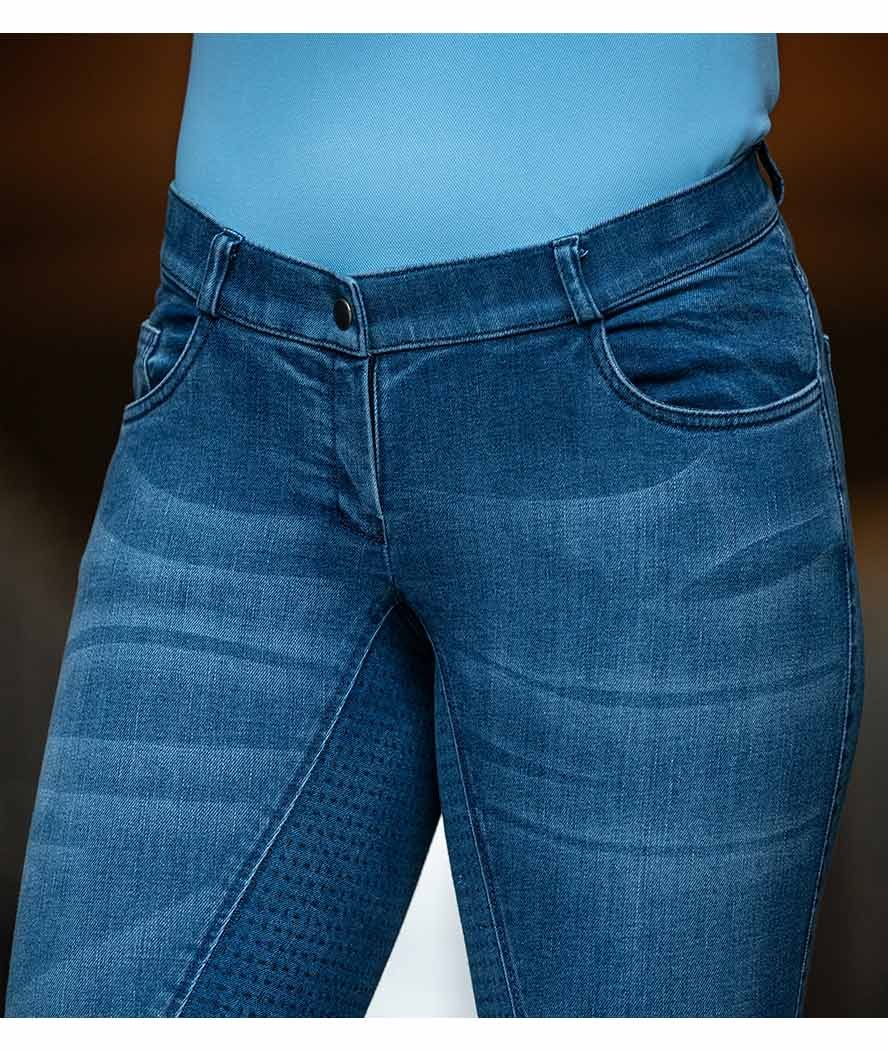 Pantalone da equitazione donna con silicone totale modello Denim - foto 5