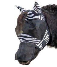 Maschera antimosche per cavalli taglia Shetty con nasalina staccabile modello Zebra