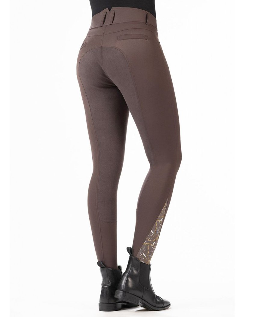 Pantalone da equitazione donna con rinforzo totale in microfibra scamosciata e decoro sulle caviglie modello Allure - foto 11