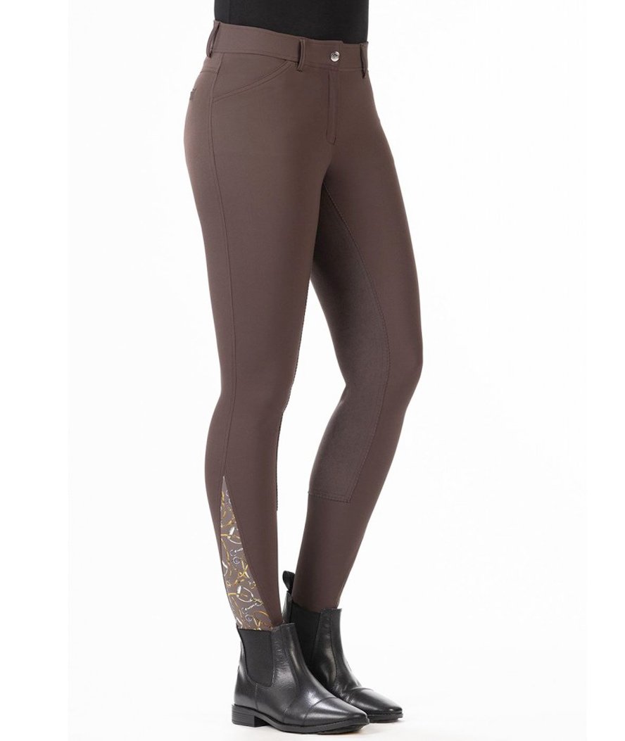 Pantalone da equitazione donna con rinforzo totale in microfibra scamosciata e decoro sulle caviglie modello Allure - foto 12