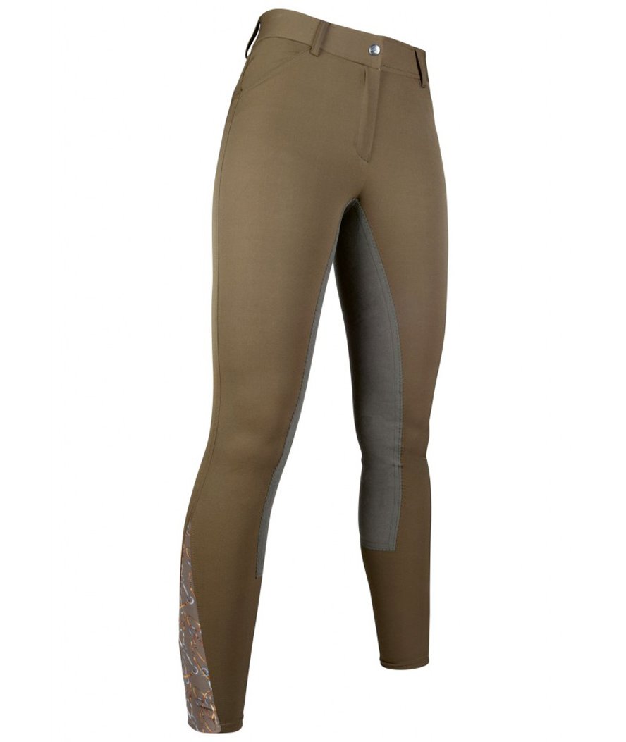 Pantalone da equitazione donna con rinforzo totale in microfibra scamosciata e decoro sulle caviglie modello Allure - foto 2