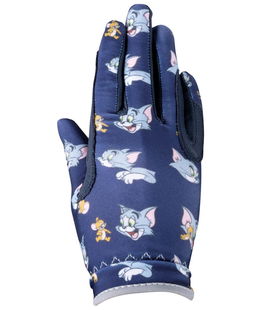 Guanti per equitazione da bambina modello Tom and Jerry con grip sul palmo