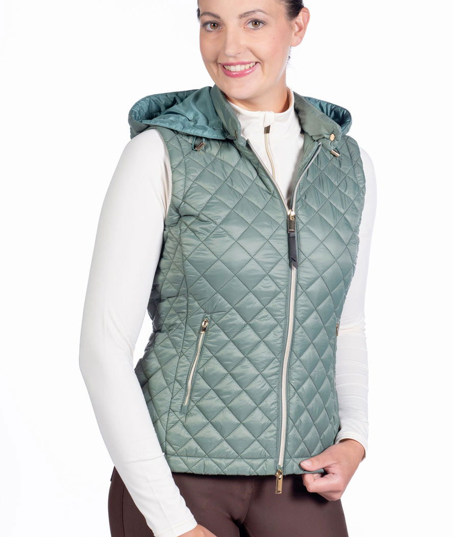 Gilet da equitazione smanicato donna trapuntato con cappuccio modello Stella - foto 5