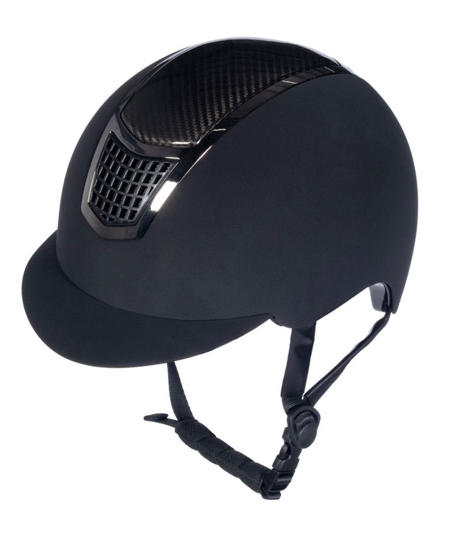 PROMOZIONE Casco da equitazione omologato VG1 con imbottitura intercambiabile modello Carbon Professionel NERO S 53/55 CM