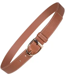 PROMOZIONE Cintura in cuoio con cuciture a contrasto modello Marrakesh COGNAC 80 CM