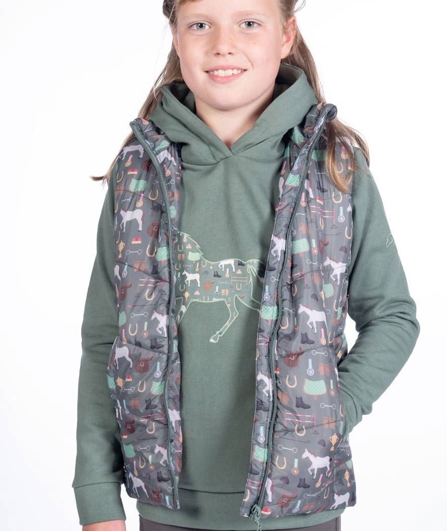 Gilet smanicato da equitazione soggetti equestri per bambina modello Judy