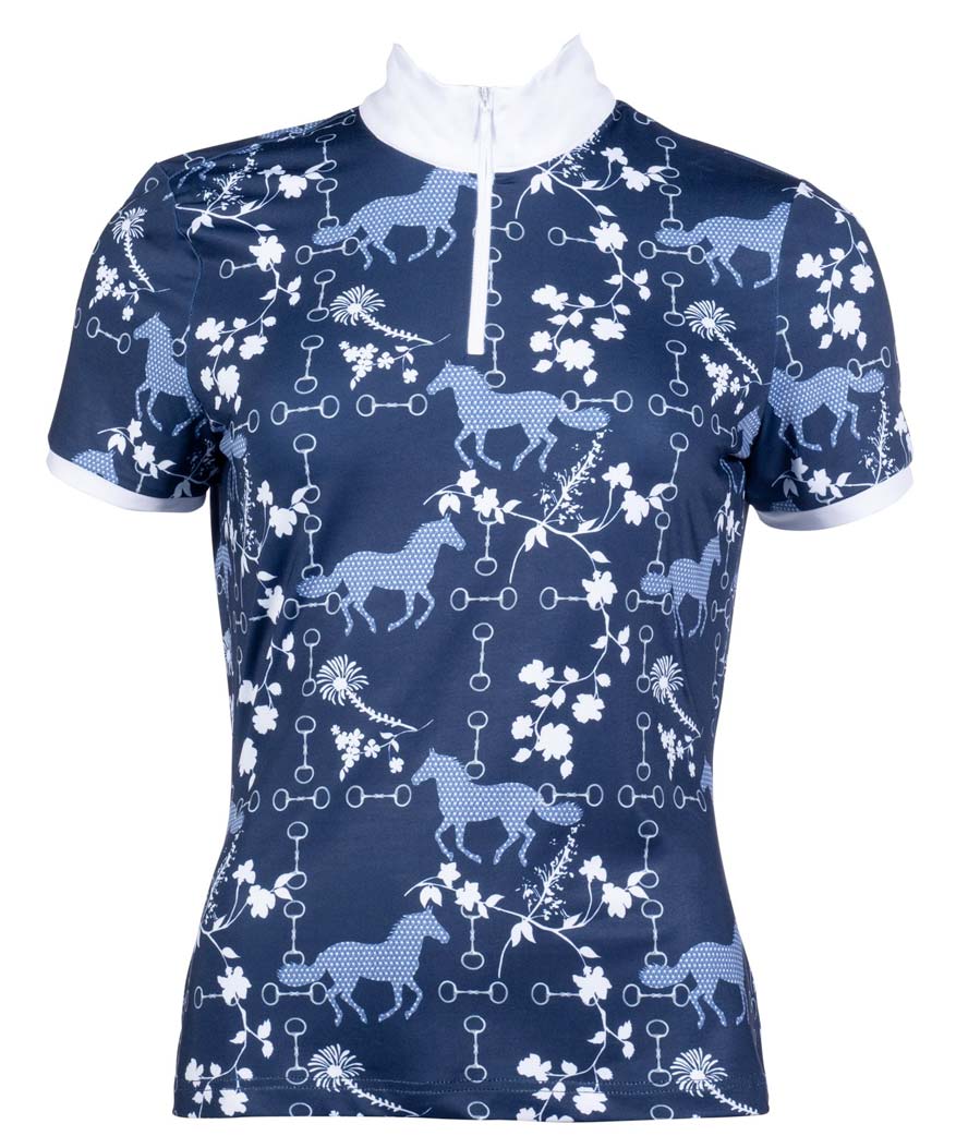 Polo donna manica corta sagomata in vita con zip e collo alto modello Bloomsbury