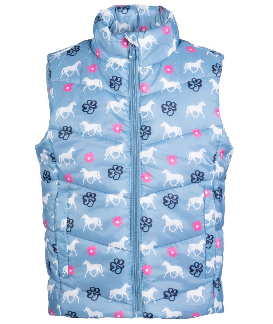 Gilet equitazione smanicato trapuntato con zip e tasche per bambina modello Bria