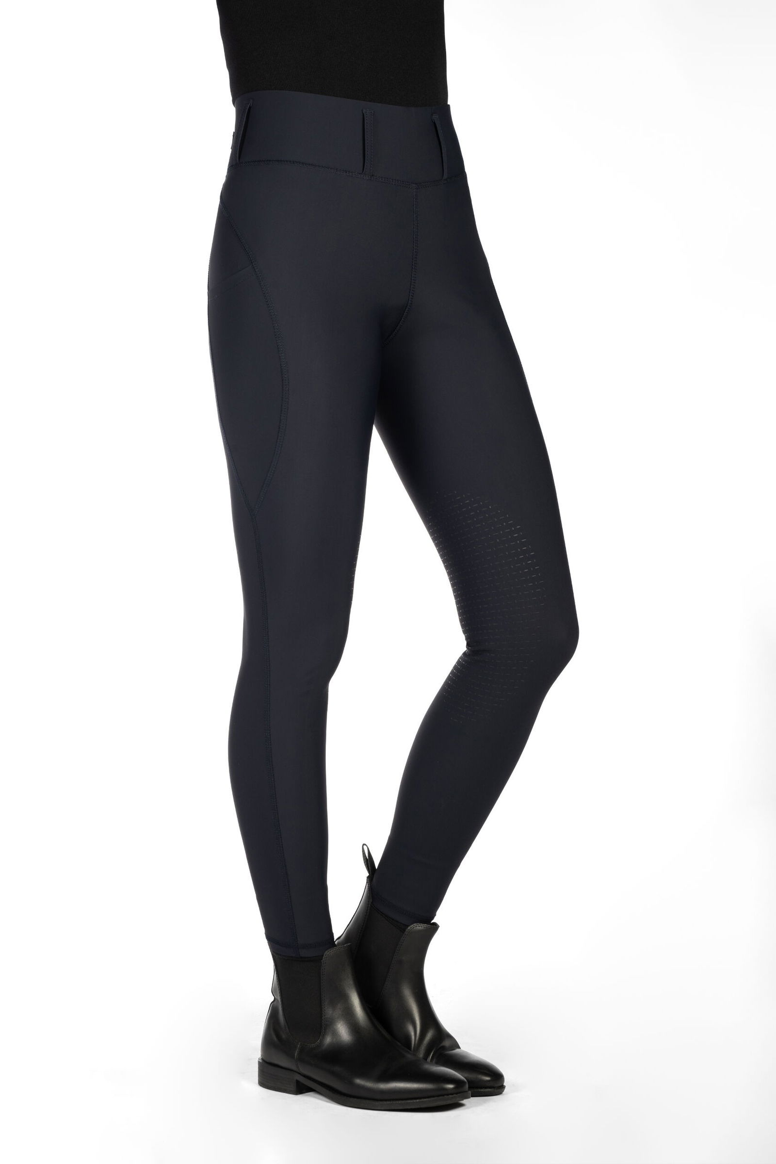 Leggings donna per equitazione modello Jil a vita alta con toppa in seta al ginocchio - foto 15