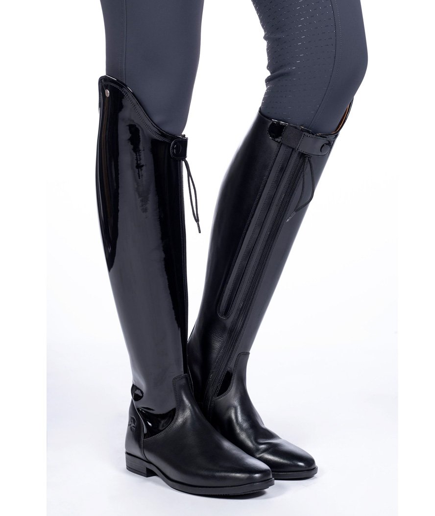 Stivali in cuoio laccato per equitazione modello Lynette altezza lunga polpaccio stretto - foto 1