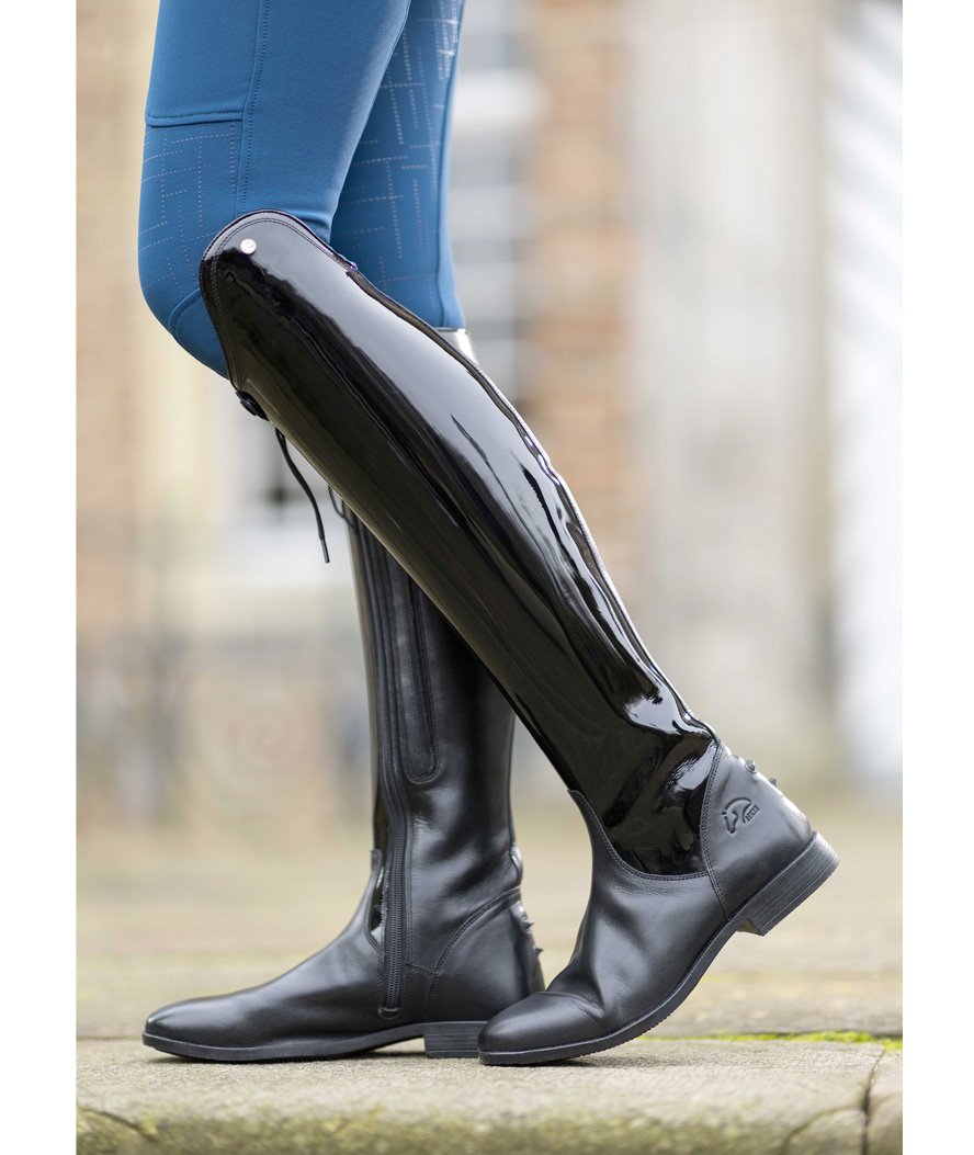 Stivali in cuoio laccato per equitazione modello Lynette altezza lunga polpaccio stretto - foto 2