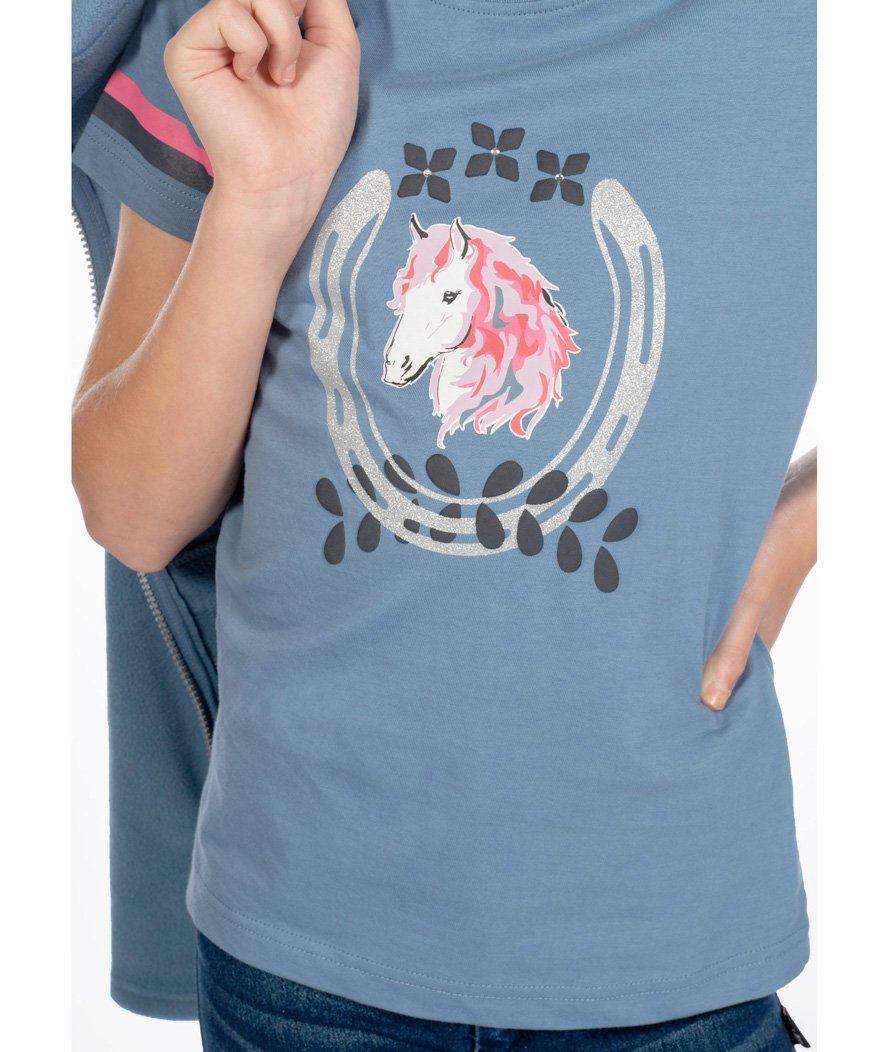 T-shirt manica corta da bambina in cotone fibra naturale con stampa decorativa modello Haymee - foto 5