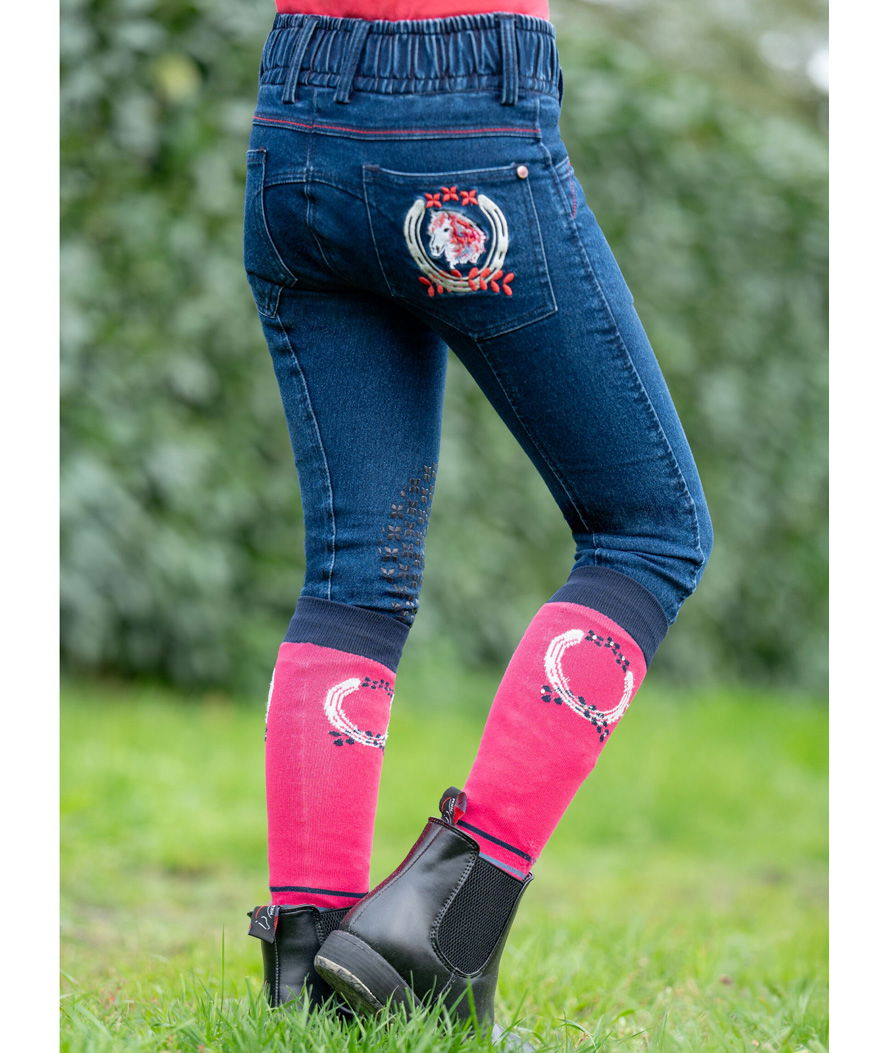 Jeans equitazione da bambina con elastico in vita regolabile e silicone al ginocchio modello Haymee Denim - foto 10