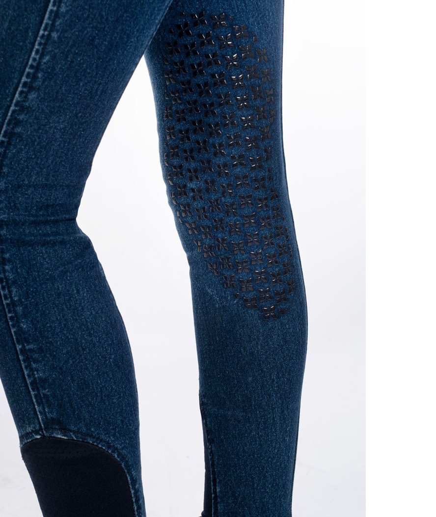 Jeans equitazione da bambina con elastico in vita regolabile e silicone al ginocchio modello Haymee Denim - foto 3