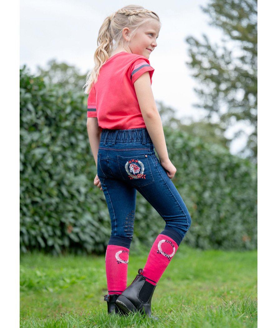 Jeans equitazione da bambina con elastico in vita regolabile e silicone al ginocchio modello Haymee Denim - foto 7