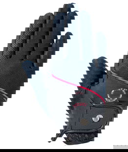 Guanti da equitazione per bambini traspiranti con inserti in tessuto a rete con strass modello Aymee