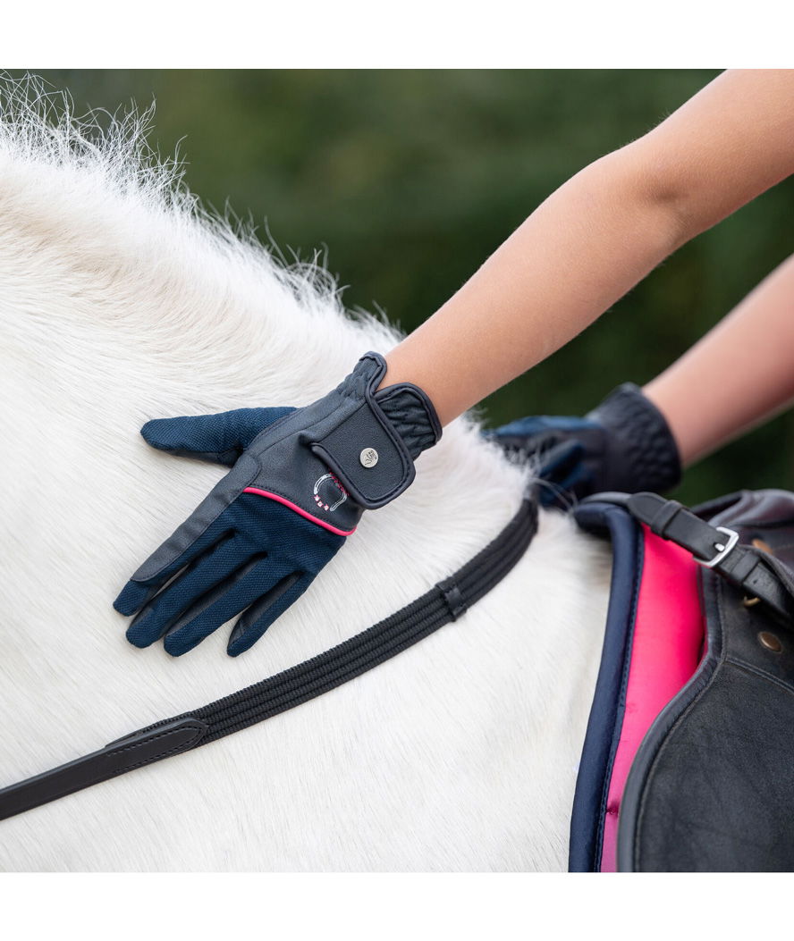 Guanti equitazione bambini estivi traspiranti con inserti in tessuto a rete con strass modello Aymee - foto 3