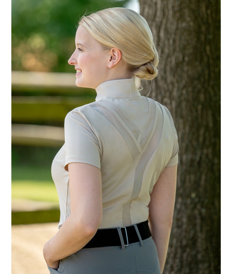 T-shirt donna equitazione traspirante con inserti rete e cerniera frontale con strass Essentials Nashville - foto 11
