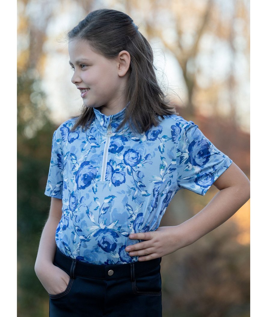 T-shirt bambina equitazione tessuto traspirante con inserti in rete e cerniera frontale modello Essentials Charlotte Kids - foto 1