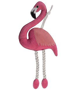 Gioco per cavalli a forma di fenicottero in pelle e juta da appendere modello Essential Flamingo
