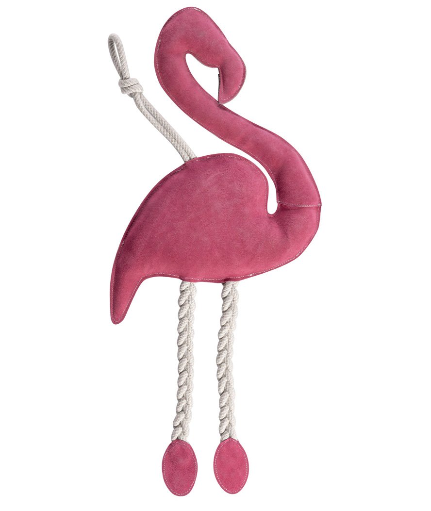Gioco per cavalli 82 cm a forma di fenicottero in pelle e juta da appendere modello Funny Essential Flamingo - foto 1