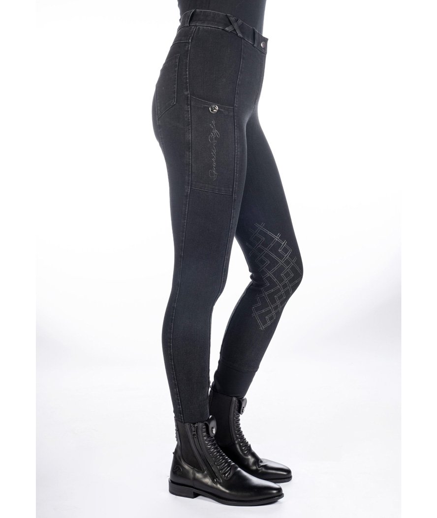Jeans donna da equitazione elasticizzati con silicone al ginocchio modello Harbour Island Denim - foto 2