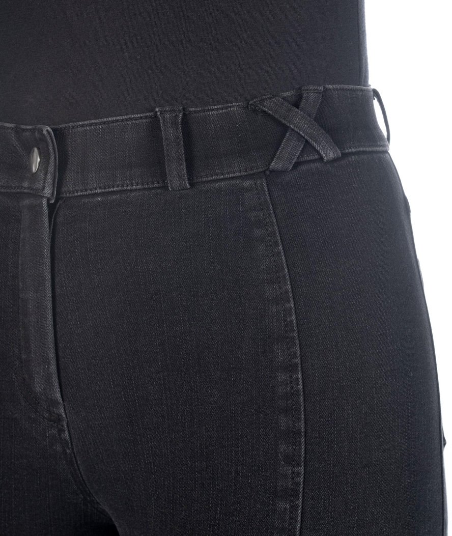 Jeans donna da equitazione elasticizzati con silicone al ginocchio modello Harbour Island Denim - foto 5