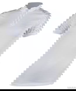 T-shirt a maniche corte per donna con inserti in pizzo e strass sulla cerniera frontale modello Nelly 