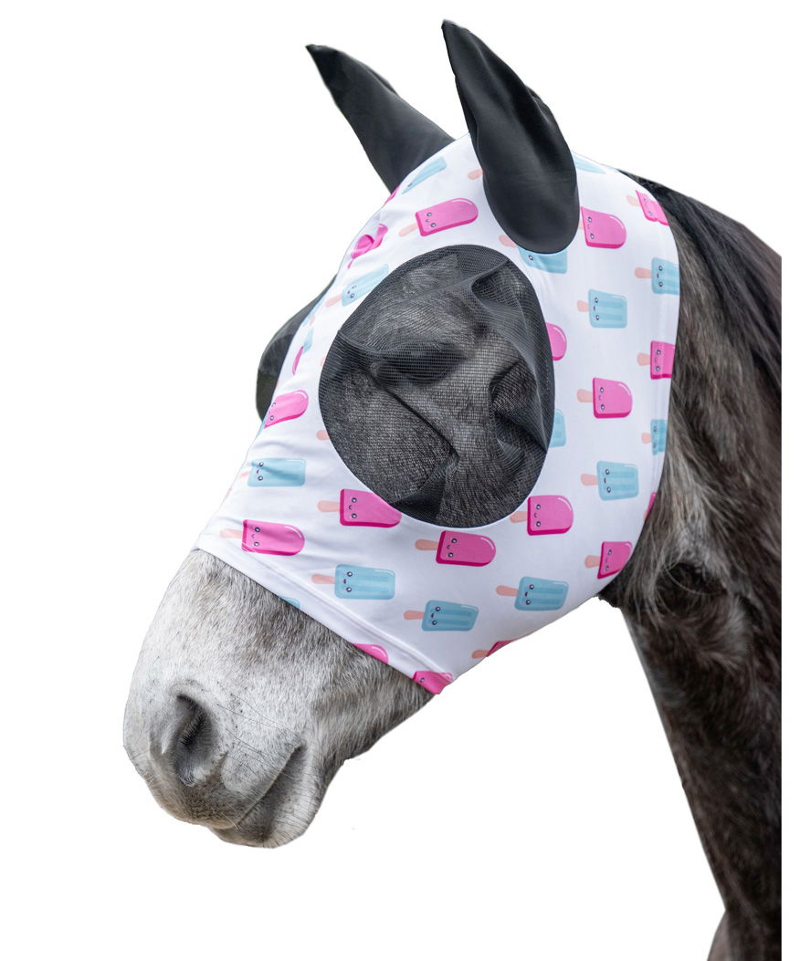 Maschera antimosche antistrappo per cavalli in lycra Funny Essentials Ice Cream decoro ghiaccioli