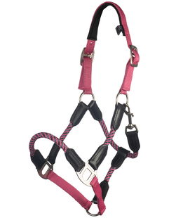 Cavezza in nylon e pelle per pony modello Nele con nasalina e sopratesta imbottiti
