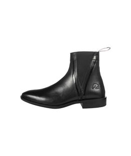 Stivaletti equitazione in pelle con inserti verniciati ed elastico sulla caviglia