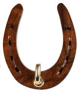 Portabriglia in legno e ottone a forma di ferro di cavallo