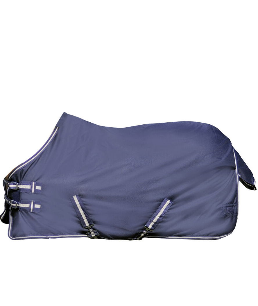 PROMOZIONE Coperta da paddock Economic 600D e imbottita 50g con conghie e copricoda BLU taglia 105 CM