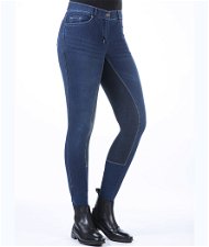 Pantaloni in jeans da equitazione bambina con rinforzo modello Summer Denim