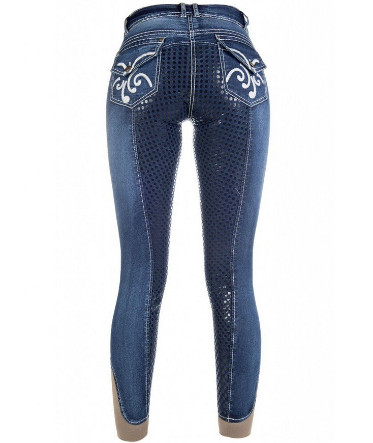 Jeans estivi da equitazione donna con grip totale in silicone modello Pasadena - foto 1