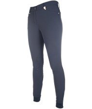 Pantaloni da equitazione donna con silicone alle ginocchia e gambale elastico modello LG Basic