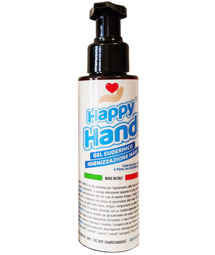PROMOZIONE HAPPY HAND - Gel 100 ml, igienizzante per mani in assenza di acqua, purificante e rinfrescante