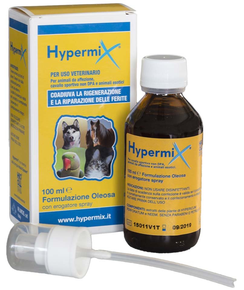 Flacone spray 100 ml Hypermix Formula Oleosa coadiuva la rigenerazione e la riparazione delle lesioni tessutali esterne di qualsiasi natura