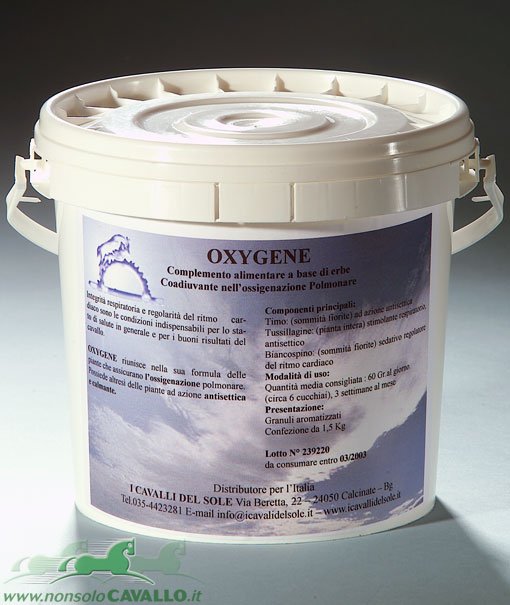 OXYGENE O2 ossigenatore per cavalli con tosse su base allergica 1,5 Kg