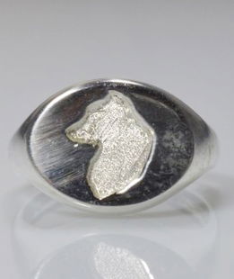 Anello chevalier Border Collie testa in argento titolo 925