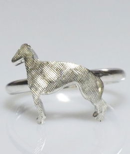 Anellino levriere Whippet satinato in argento titolo 925