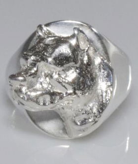 Anello chevalier grande Bullmastif in argento titolo 925